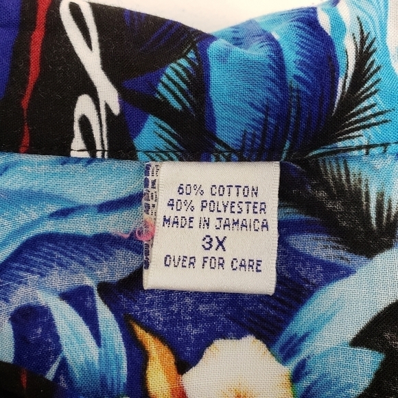 Jamaica Hawaiian Shirt Floral Palm Trees Button Up Mens Size 3X - Picture 5 of 7